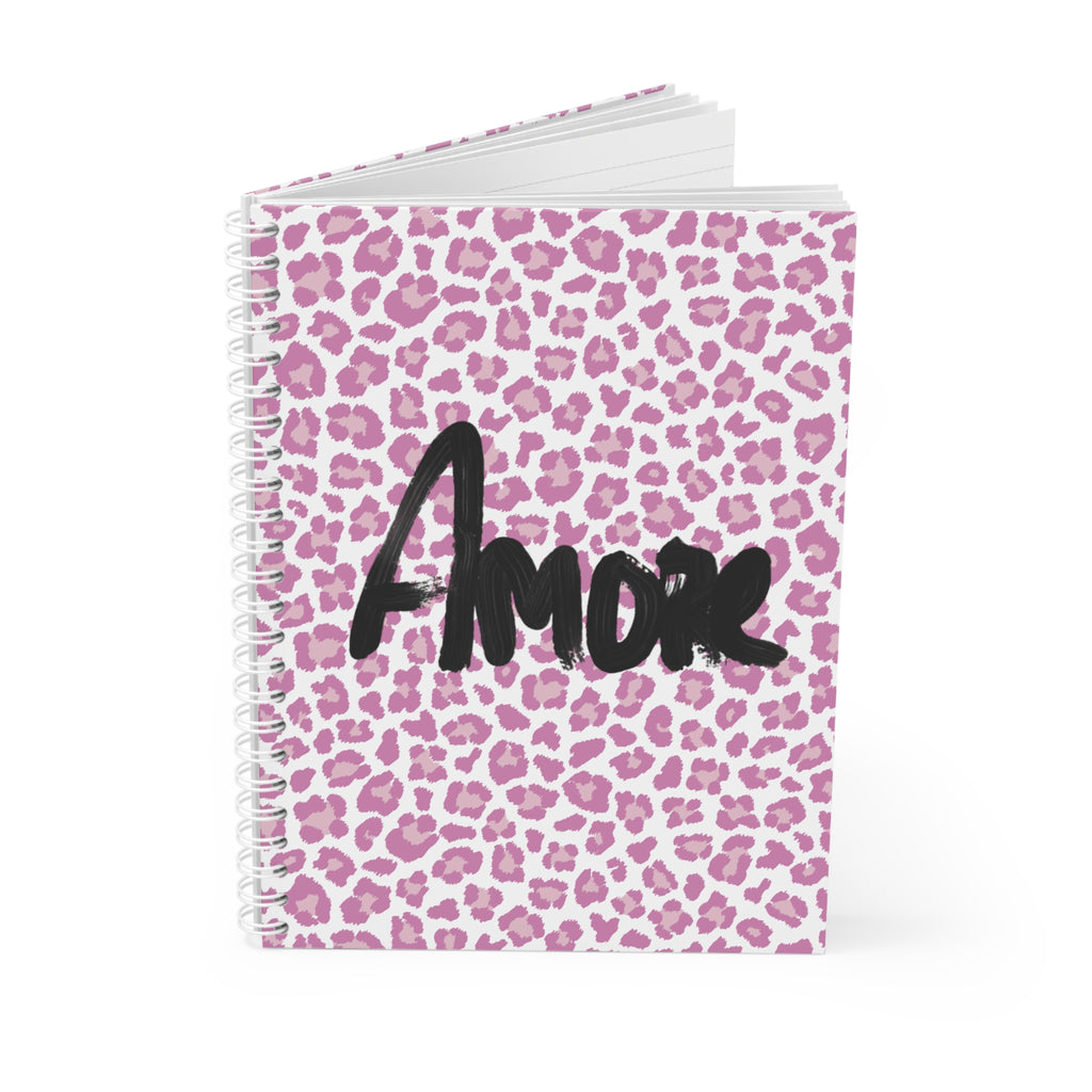 Spiral Notebook - Pink Cozy Leopard Amore Print