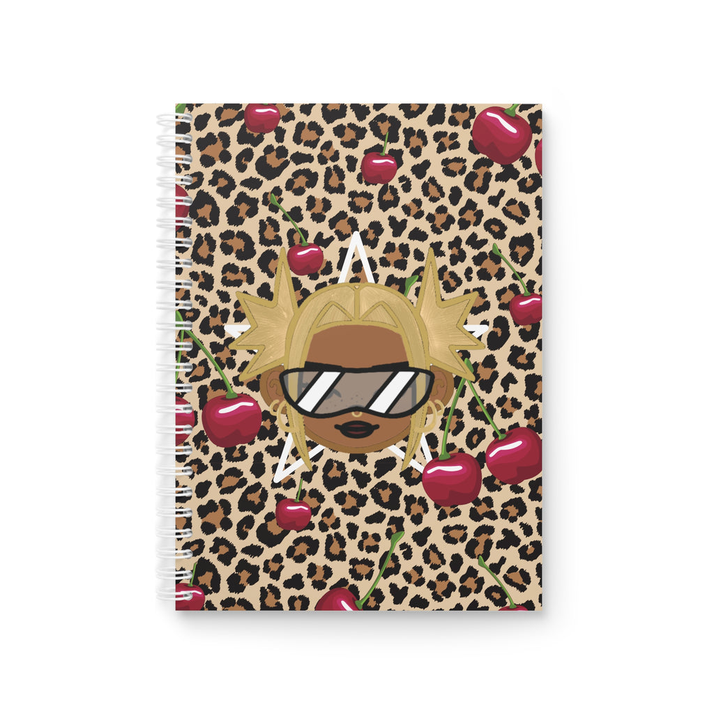 Cuaderno espiral con estampado de leopardo y cereza