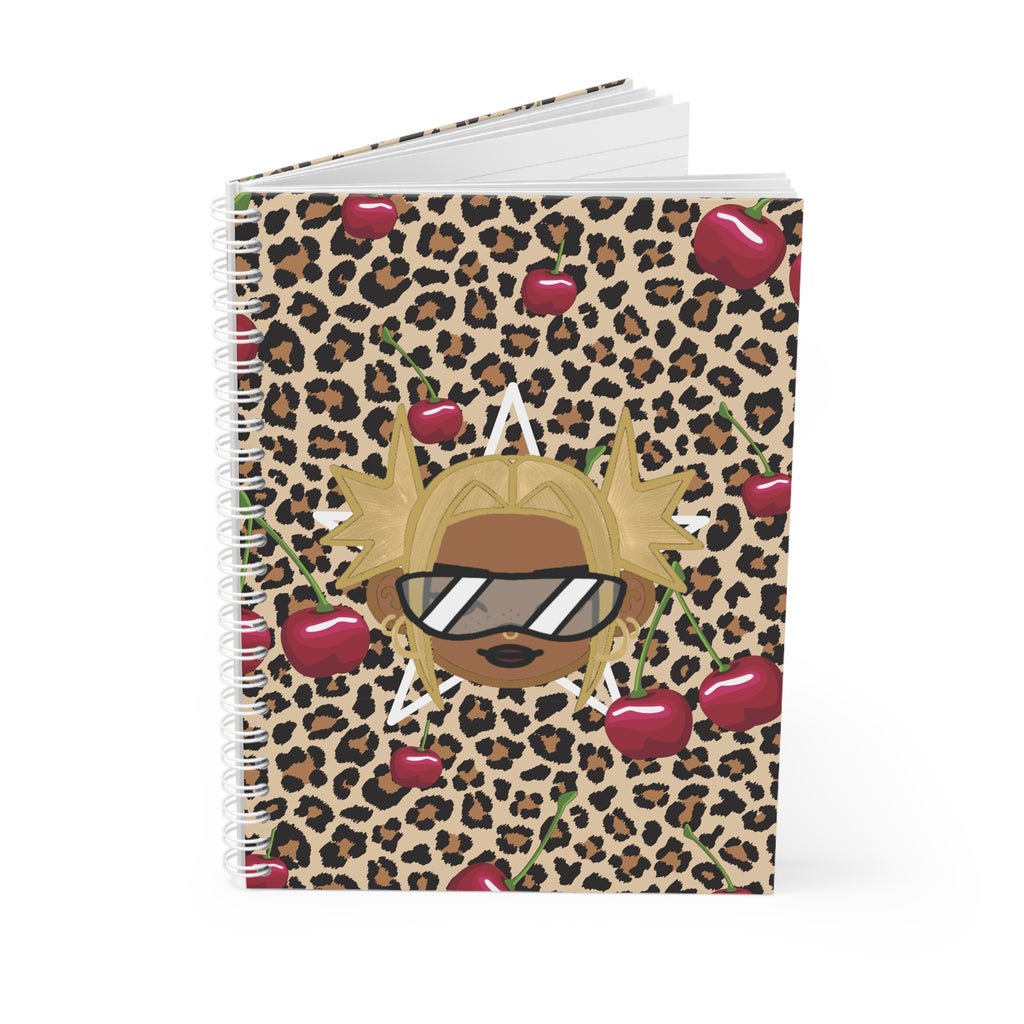 Cuaderno espiral con estampado de leopardo y cereza