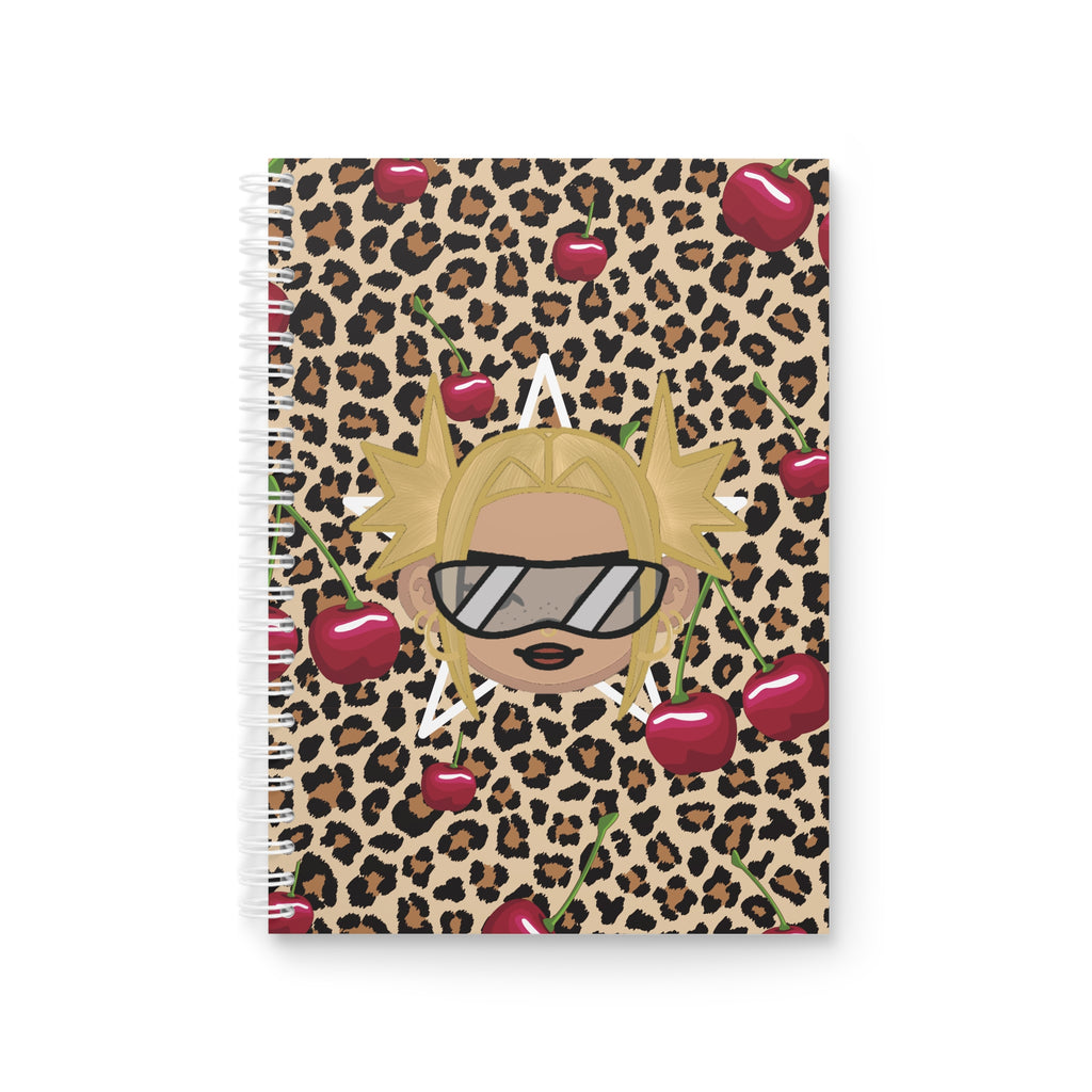 Cuaderno espiral con estampado de leopardo y cereza